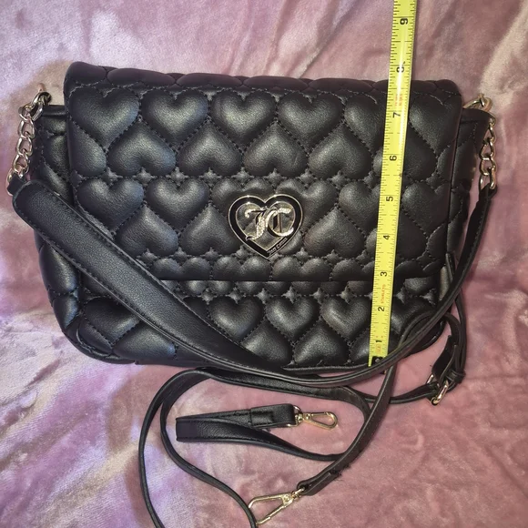 New! Juicy Couture Black Heart Crossbody Bag - Picture 2 of 5